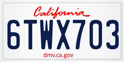 CA license plate 6TWX703