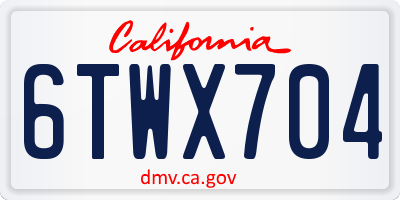 CA license plate 6TWX704