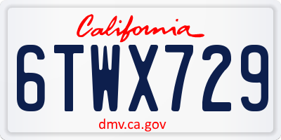 CA license plate 6TWX729