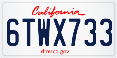 CA license plate 6TWX733