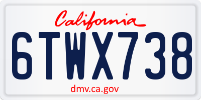 CA license plate 6TWX738