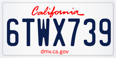 CA license plate 6TWX739