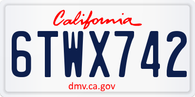 CA license plate 6TWX742