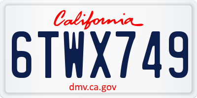 CA license plate 6TWX749