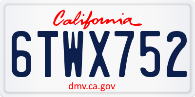 CA license plate 6TWX752