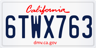 CA license plate 6TWX763