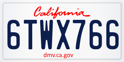 CA license plate 6TWX766