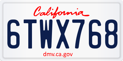 CA license plate 6TWX768