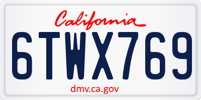 CA license plate 6TWX769