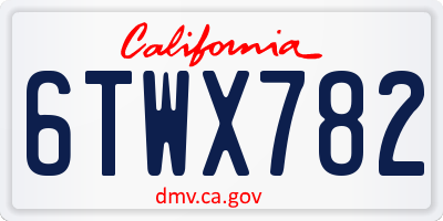 CA license plate 6TWX782