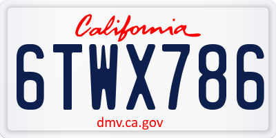 CA license plate 6TWX786