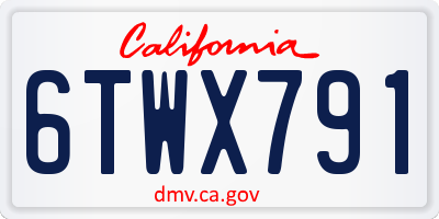 CA license plate 6TWX791