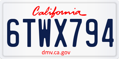 CA license plate 6TWX794