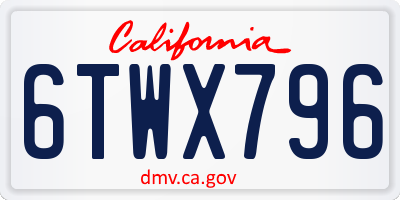 CA license plate 6TWX796