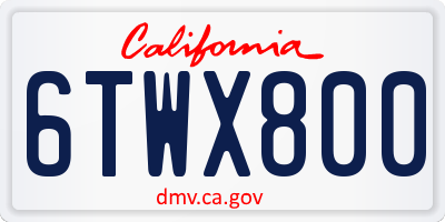 CA license plate 6TWX800
