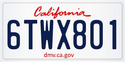 CA license plate 6TWX801
