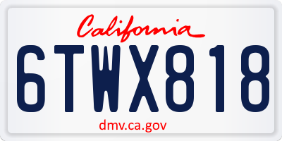 CA license plate 6TWX818