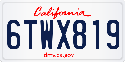 CA license plate 6TWX819