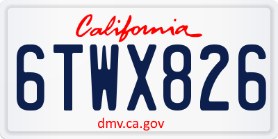 CA license plate 6TWX826