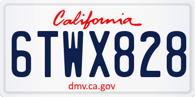 CA license plate 6TWX828