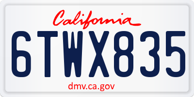 CA license plate 6TWX835