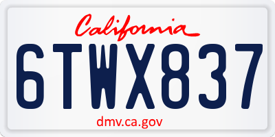 CA license plate 6TWX837