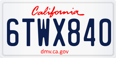CA license plate 6TWX840