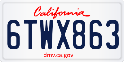 CA license plate 6TWX863