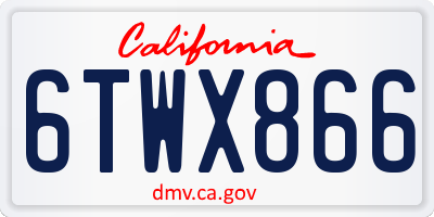 CA license plate 6TWX866