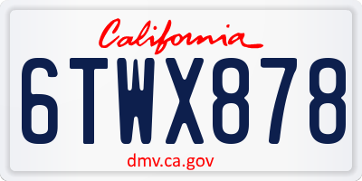 CA license plate 6TWX878