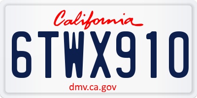 CA license plate 6TWX910