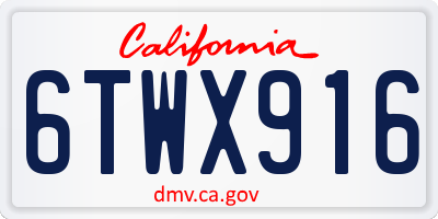 CA license plate 6TWX916