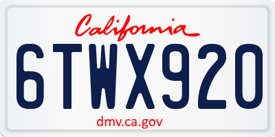 CA license plate 6TWX920