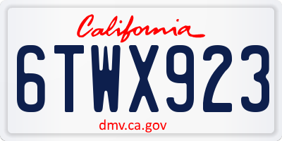 CA license plate 6TWX923