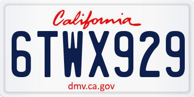 CA license plate 6TWX929