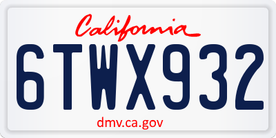 CA license plate 6TWX932