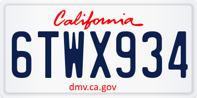 CA license plate 6TWX934