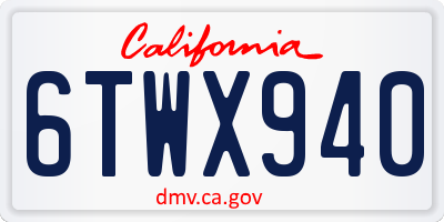 CA license plate 6TWX940