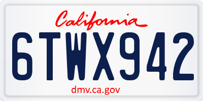 CA license plate 6TWX942