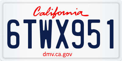 CA license plate 6TWX951