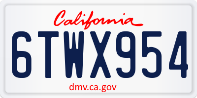 CA license plate 6TWX954