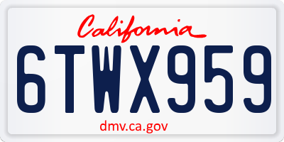 CA license plate 6TWX959