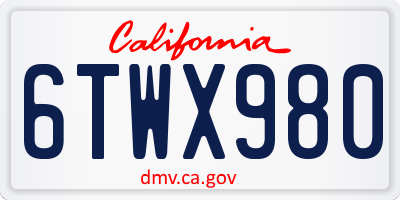 CA license plate 6TWX980