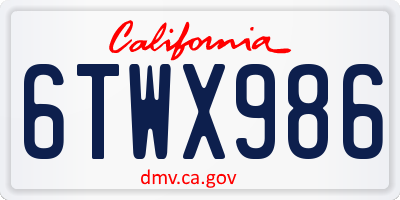 CA license plate 6TWX986