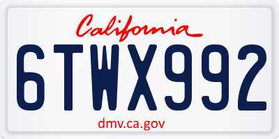 CA license plate 6TWX992