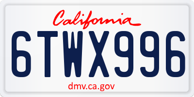 CA license plate 6TWX996