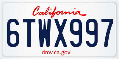 CA license plate 6TWX997