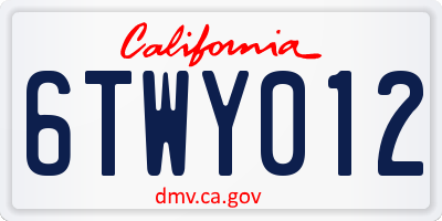 CA license plate 6TWY012