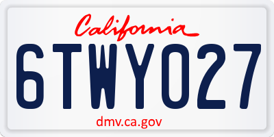 CA license plate 6TWY027