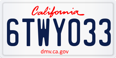 CA license plate 6TWY033